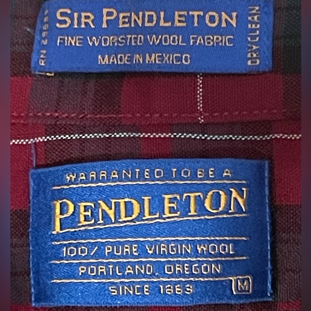 Pendleton Button Down Lightweight Wool Ls Mens Me… - image 3